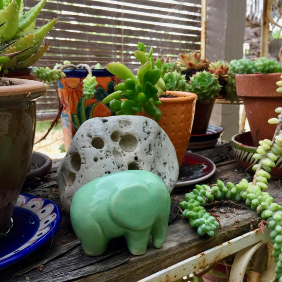 claylicious Other - MAGICAL ELEPHANT . HAND MADE . MINT GREEN CERAMIC